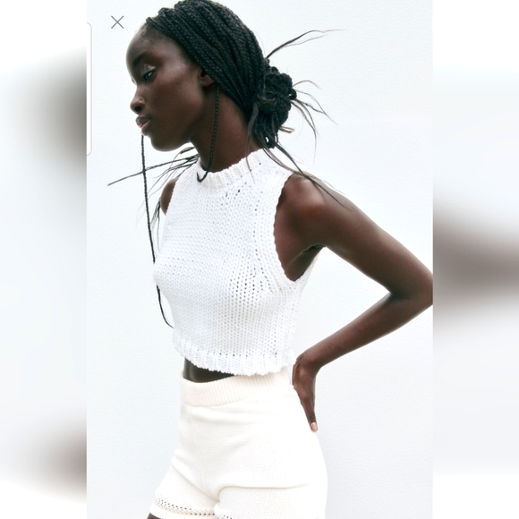 Zara knit crop top / sweater vest - white - Picture 2 of 6